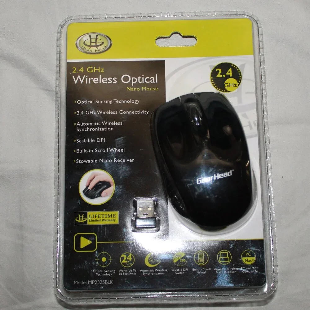 NWT Gear Head 2.4 GHz Wireless Optical Nano Mouse Black